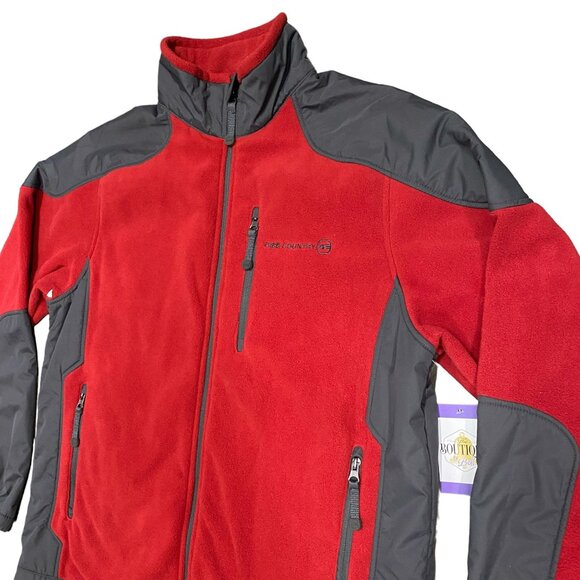 NWT Free Country Mens L Red Club Tech Fleece Jacket Full Zip Pockets Outerwear - Picture 4 of 16